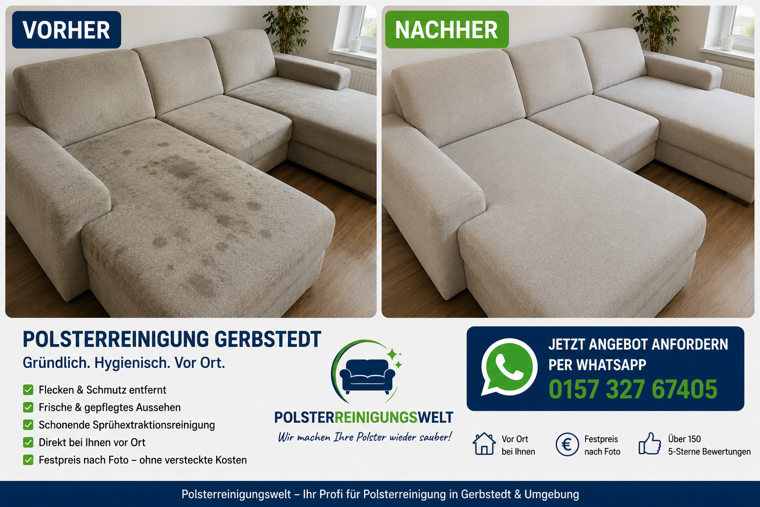 Polsterreinigung in Gerbstedt – Sofa, Couch & Sessel reinigen lassen