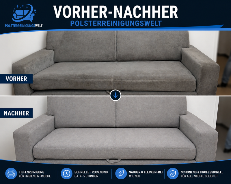 Polsterreinigung in Erfurt – Vorher/Nachher zeigt den Unterschied
