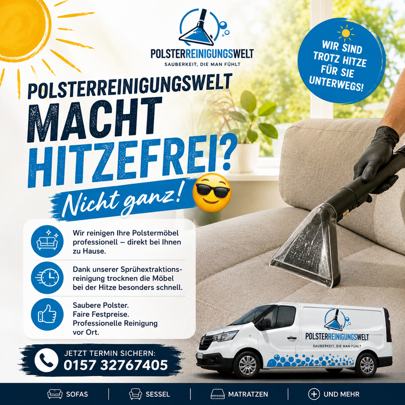 🌞 Polsterreinigungswelt macht Hitzefrei? Nicht ganz! 😄