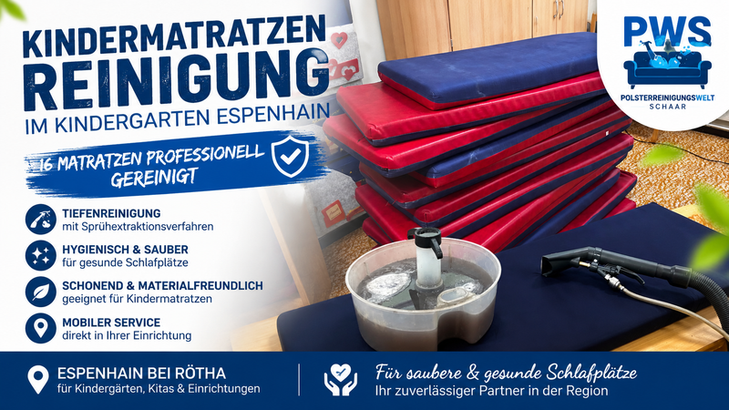 Professionelle Reinigung von Kindermatratzen im Kindergarten Espenhain