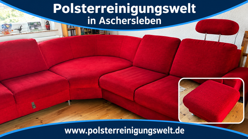 Polsterreinigung in Aschersleben – frische Polster für eine rote Eckcouch