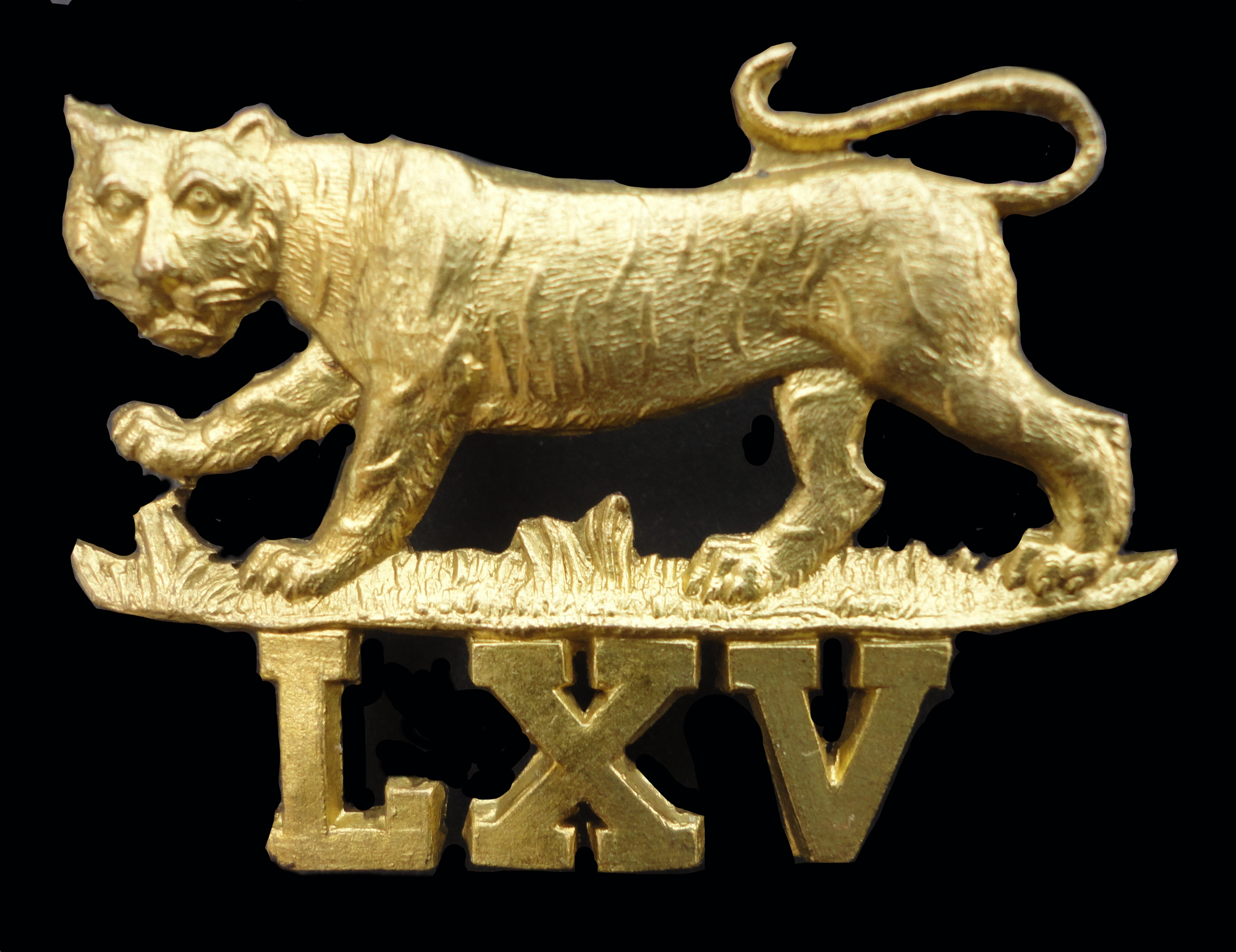 65th of Foot Fire Gilt Badge