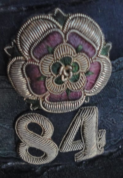 84th of Foot Embroidered Officer's Forage Cap Badge 1857-1881