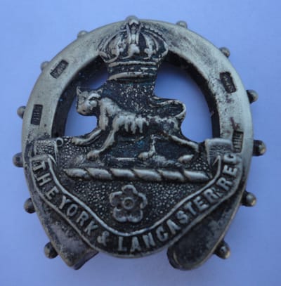 York and Lancaster Regiment Silver Badge