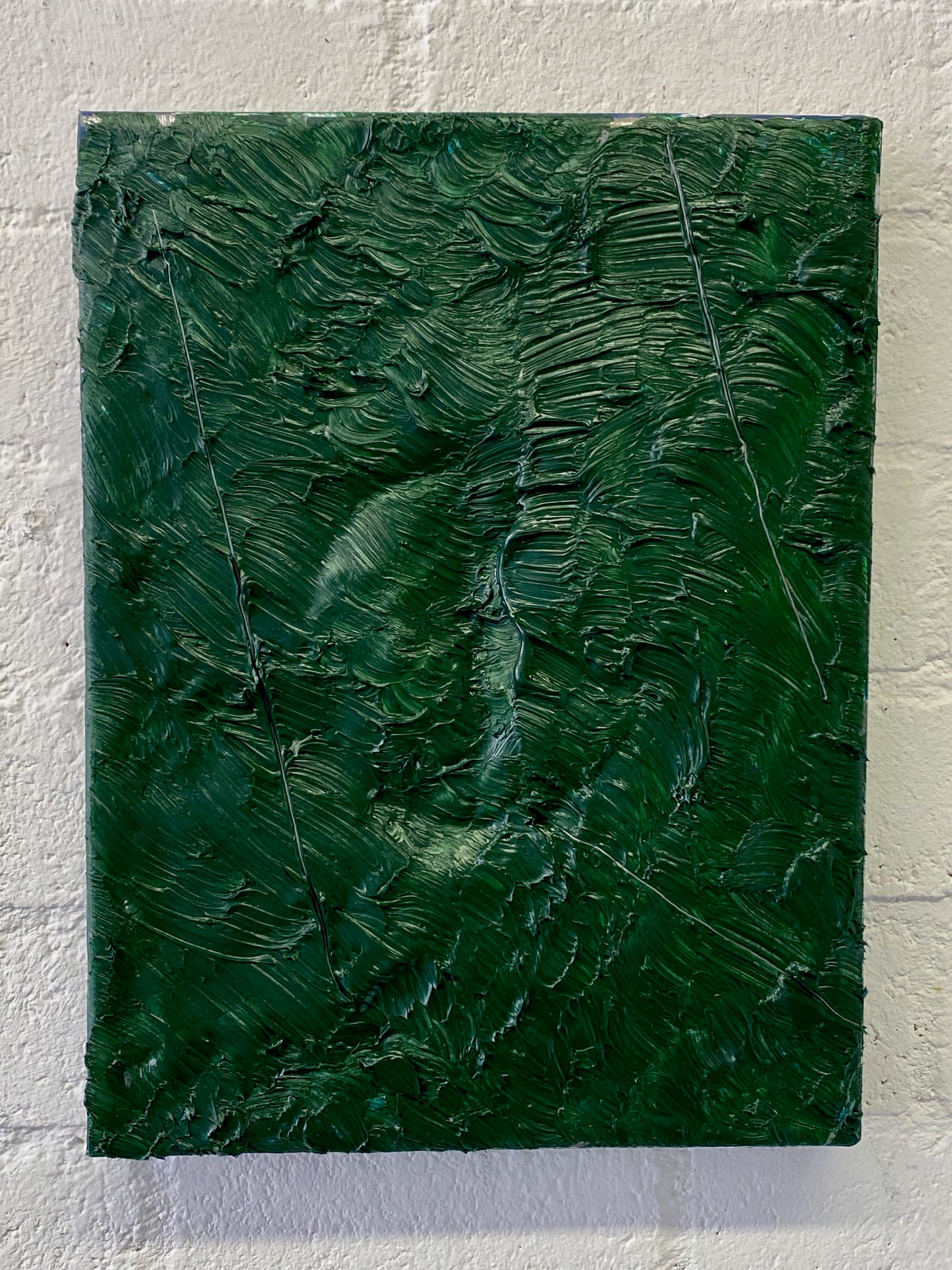 Line Up-Line Down GREEN 2024 Olieverf/loodpaneel 30x40x4 cm