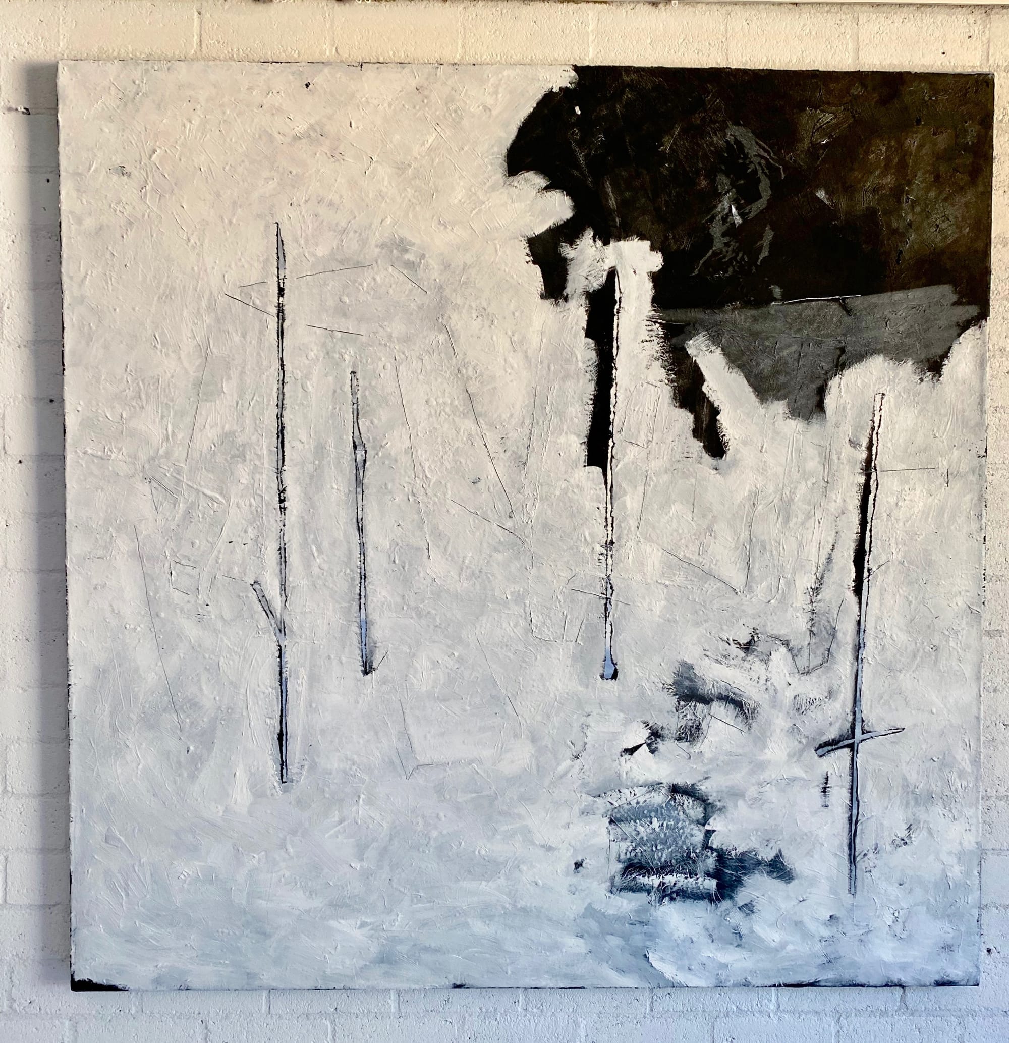 On the Border -Lost History 2024  olieverf 150x150x4 cm