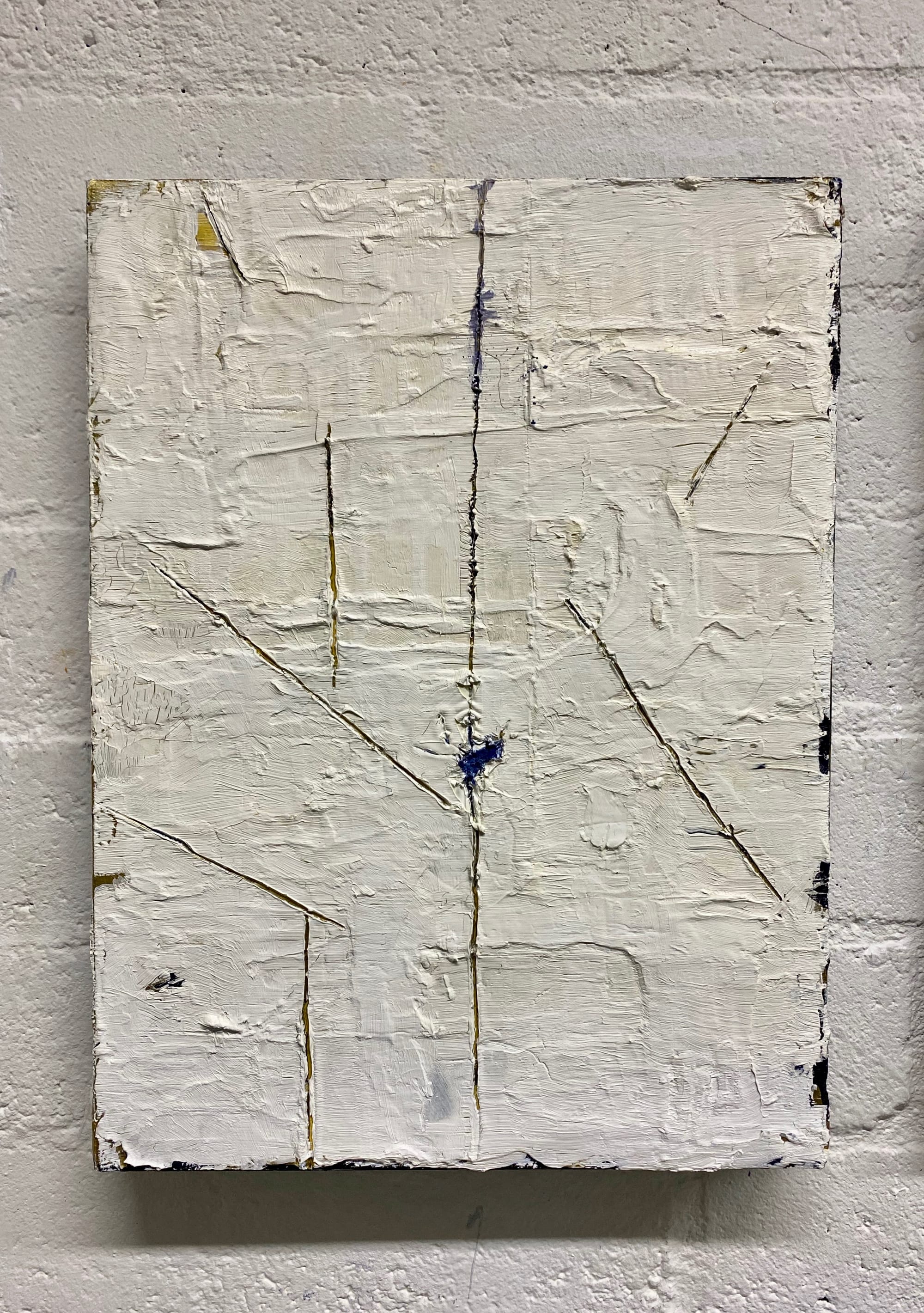 On the Border Cross Lines 2020 olieverf/loodpaneel 30x40x4 cm