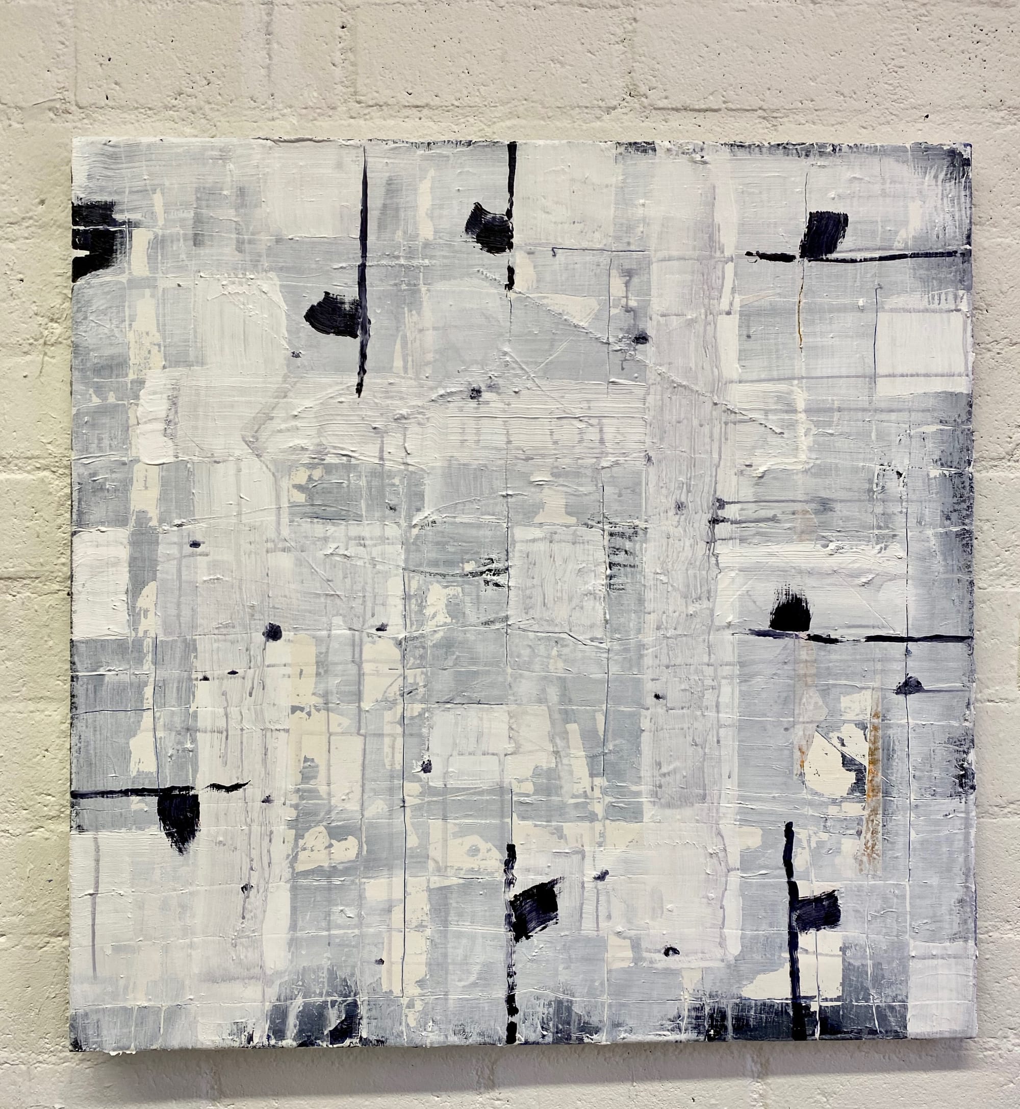 "On the Border - 7 Flags Half Down" 2025 - olieverf op canvas 60x60x 3cm.