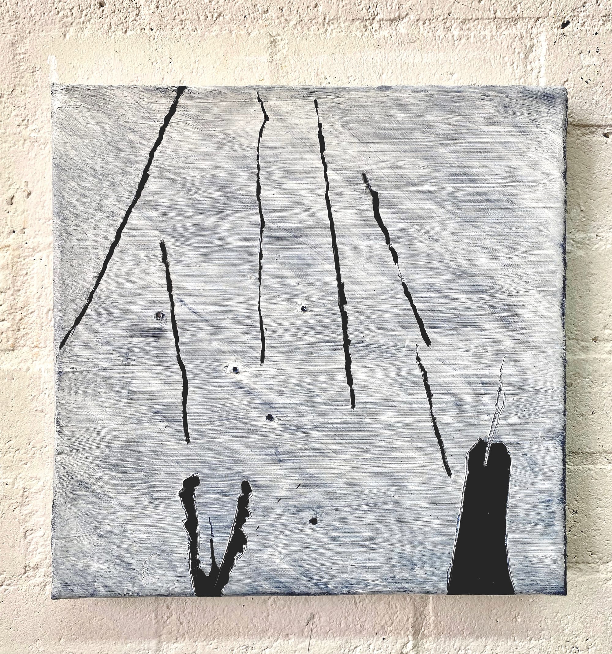 On the Border /No Future 2025  loodpaneel/olieverf 40x40x4cm