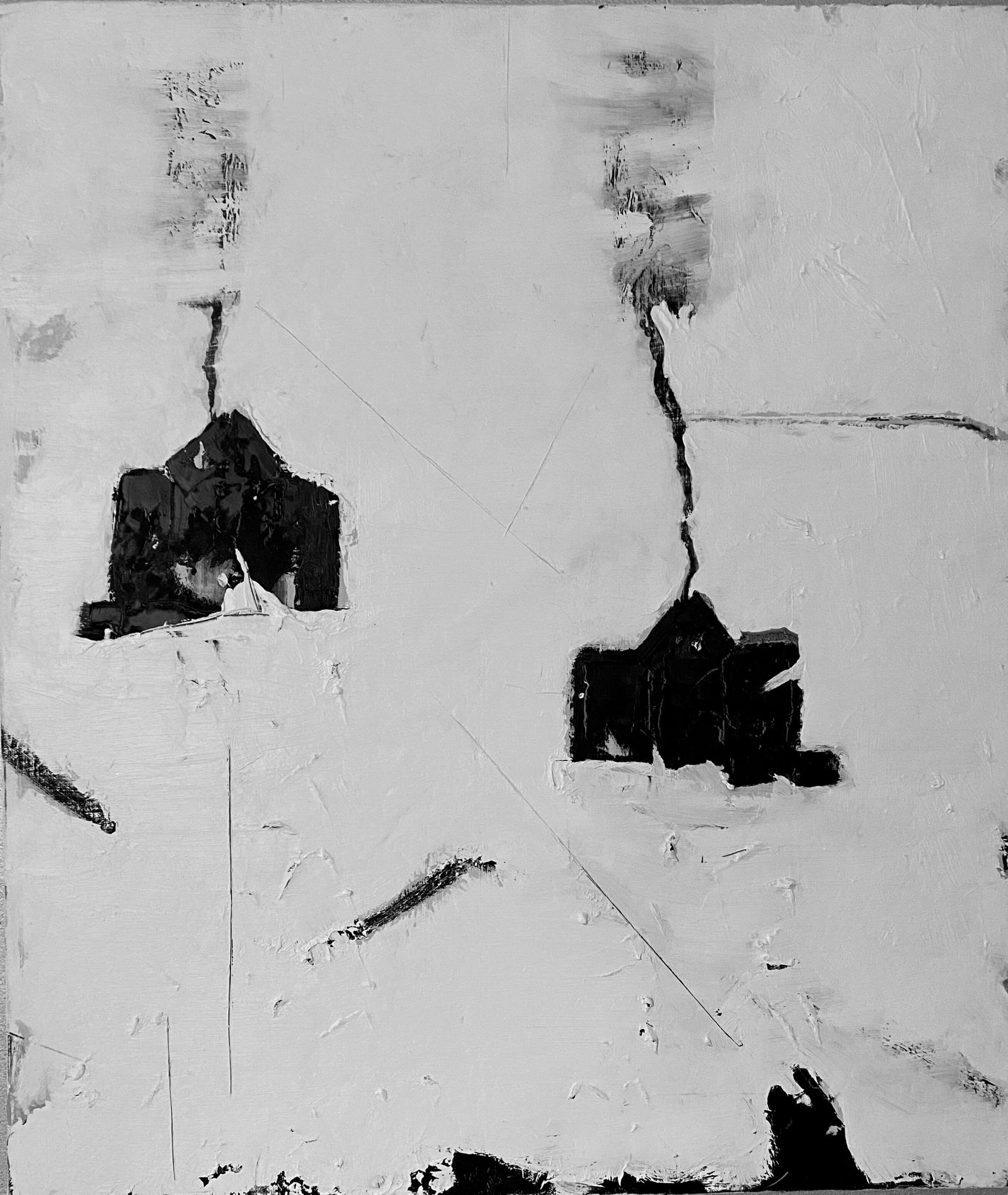 On the Border - Houses 2023  olieverf/canvas  60x70x3 cm