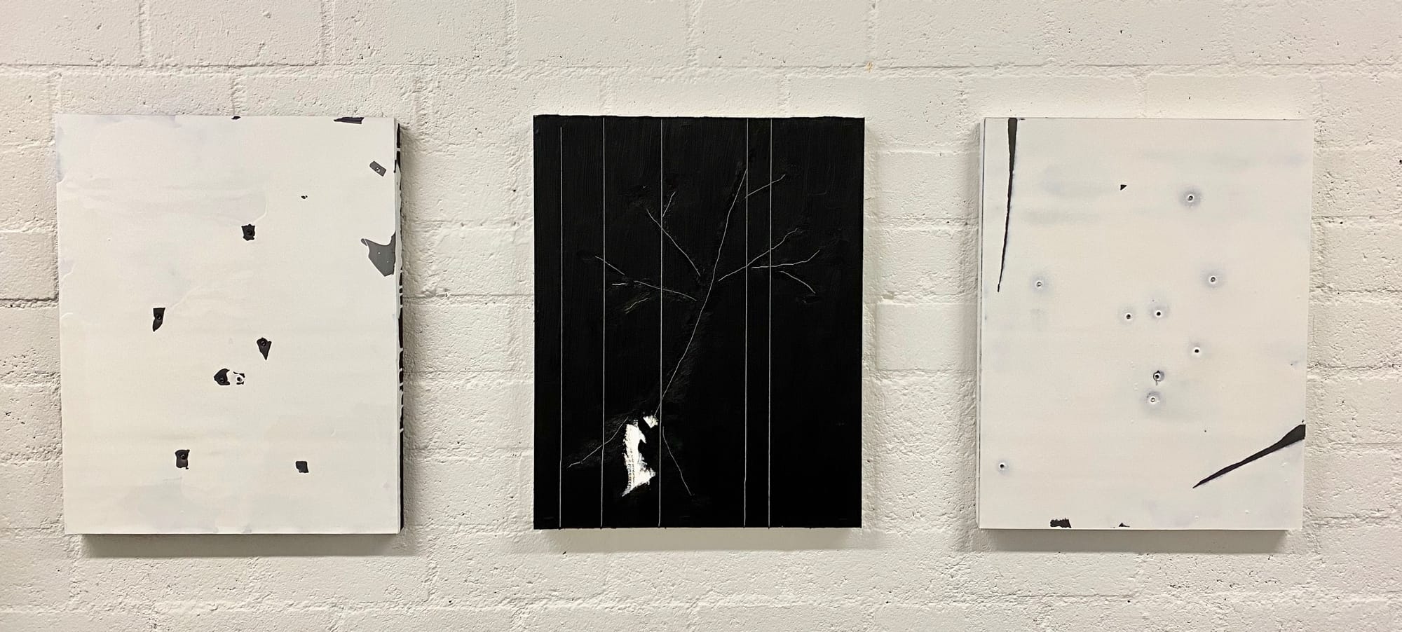 Blind Shooting / Joshua Tree -email/loodpaneel -kogels (2x) canvas-tekening olieverf 40x50 cm