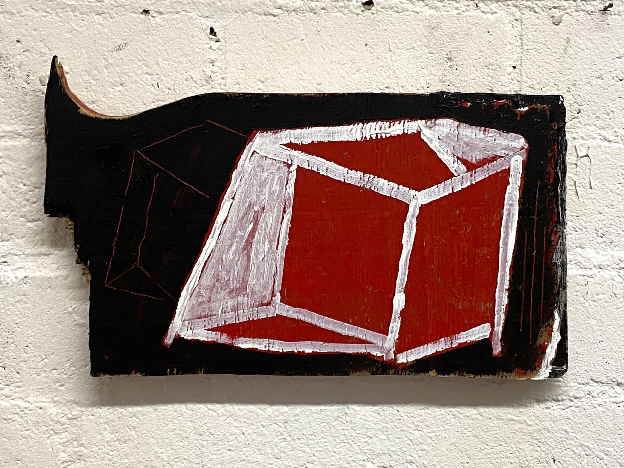 "Apparently A House" -On the Border  2026  30x40x4 cm olieverf/hout