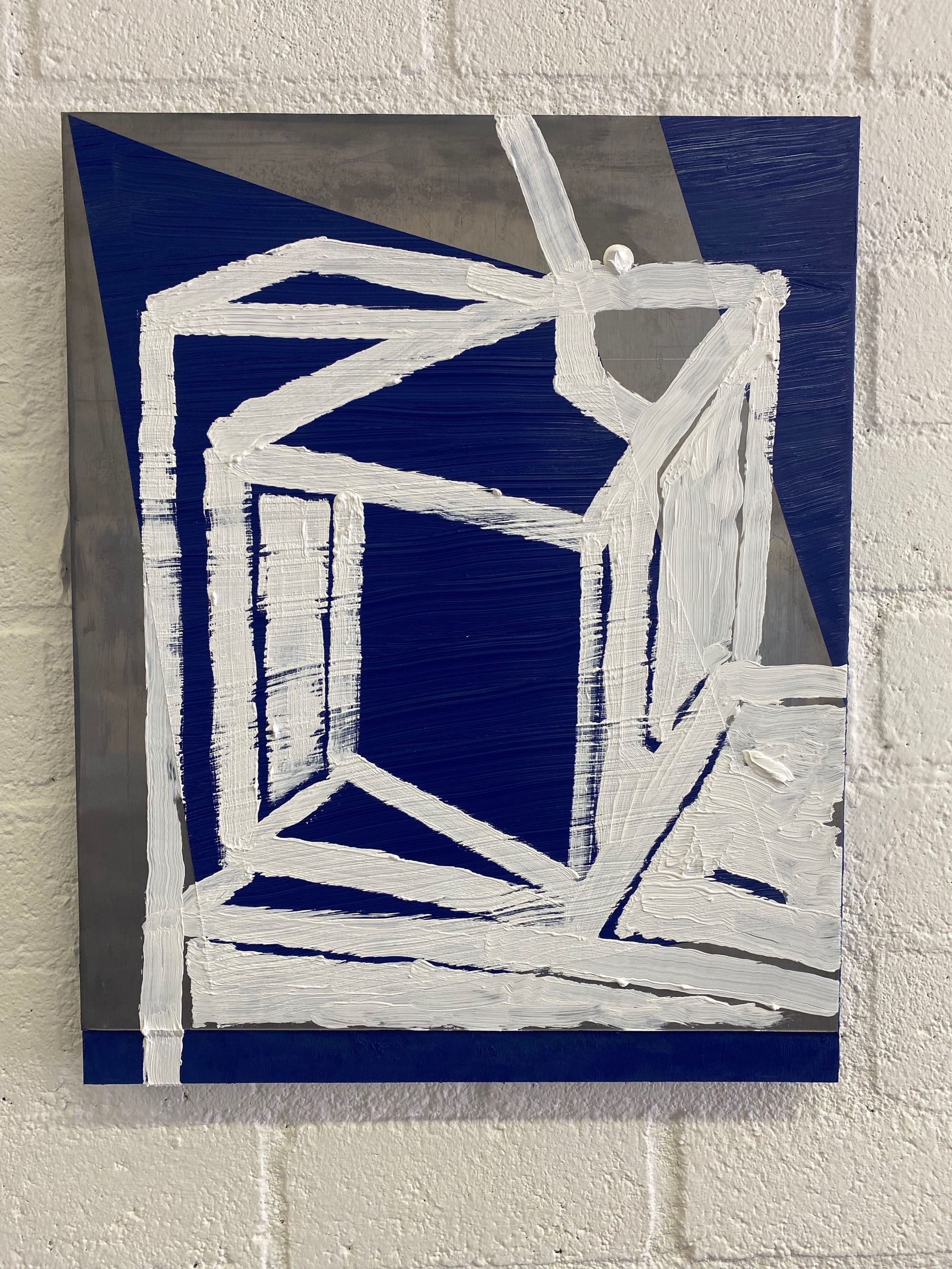 "Apparently A House"  On the Border 2026  olieverf/lood  30x40x4 cm.