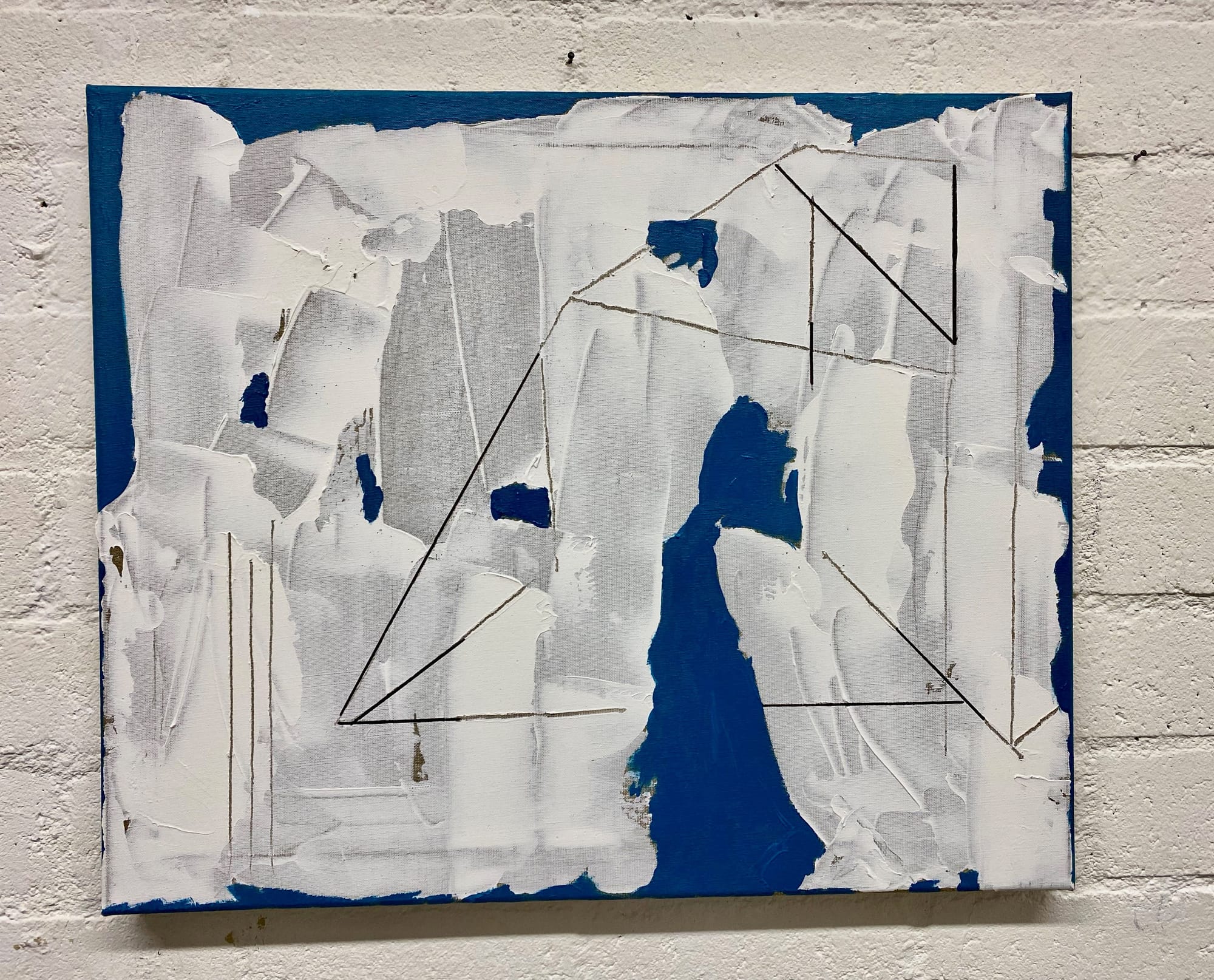 "Apparently A House" On the Border 2026  mixed media op linnen 50x60x4 cm