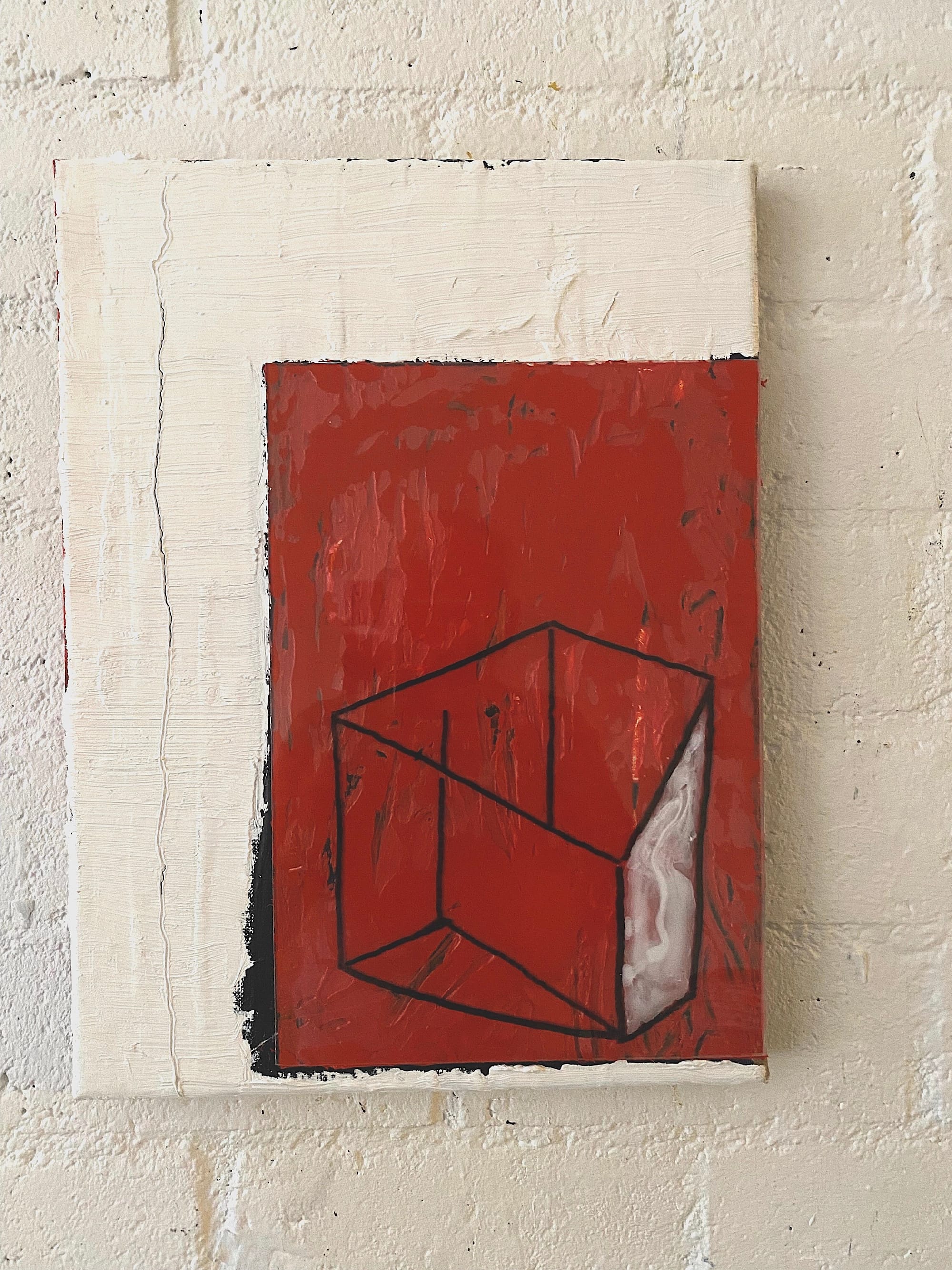 Apparently A House 2026  mixed media/Acryl/olieverf/glas 30x40 cm