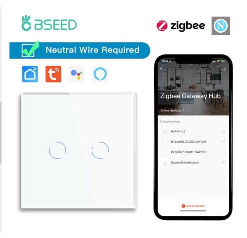 Smart Włącznik 2P Zigbee 3 "BSEED"