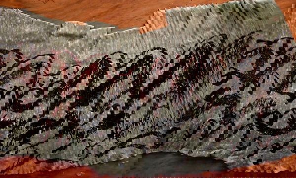 "Western Desert Ink Wash Drawings'  No set size. Substrate is dried banana leaf. Higgins Sepia Ink wash.