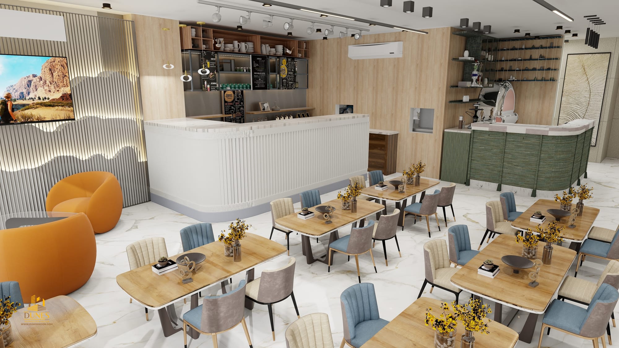 تصميم واشرف اعمال مطعم فيفيان في منطقه اربد