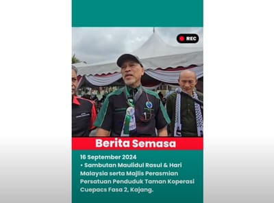 560) 16092024 SAMBUTAN MAULIDUL RASUL, HARI MALAYSIA & MAJLIS PERASMIAN PERSATUAN PENDUDUK - AATV RAKYAT NEWS - 16/09/2024