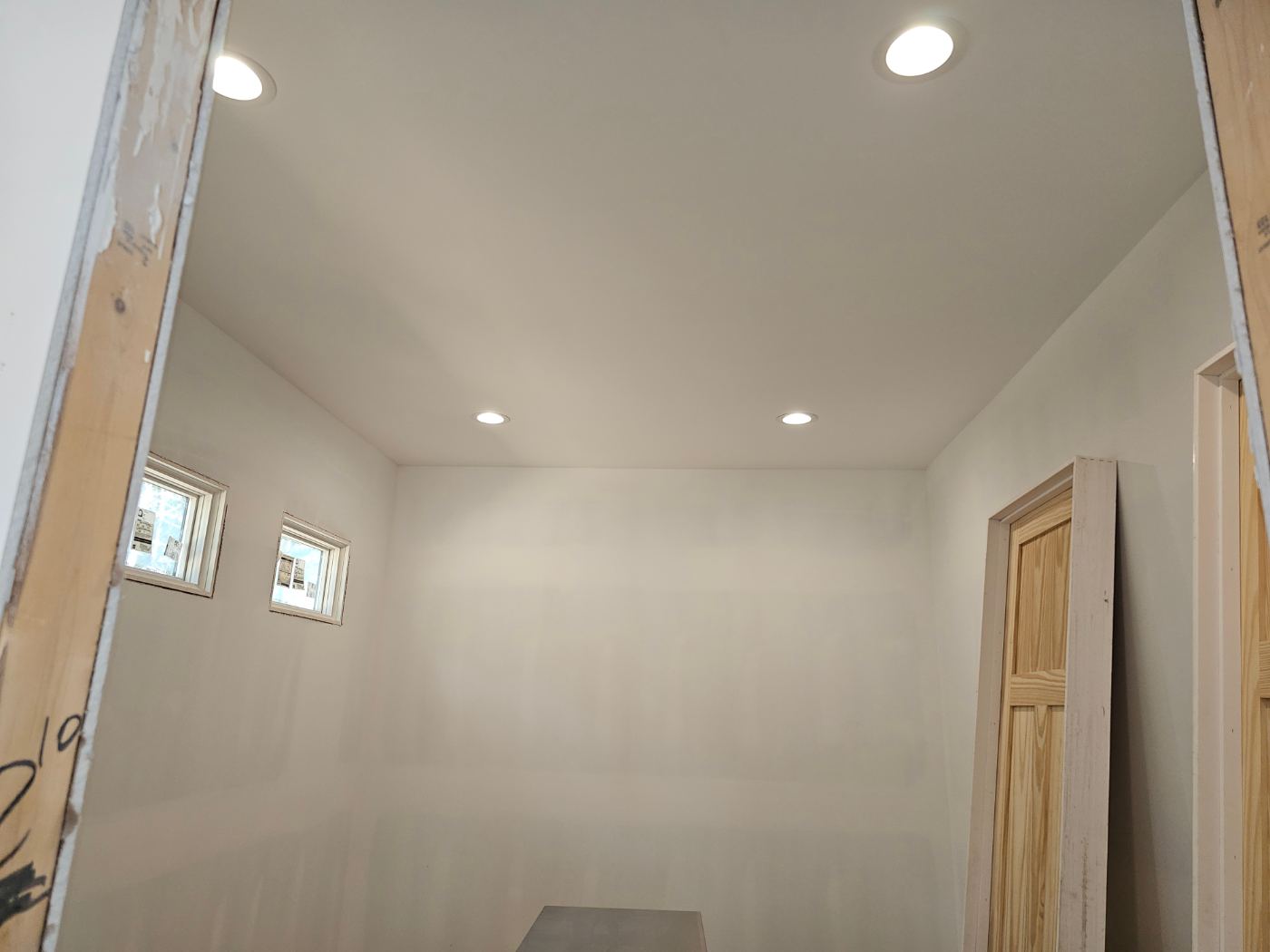 Finished room with new recessed lighting by Stickler’s Electrical Service, electrician serving Salem, NC