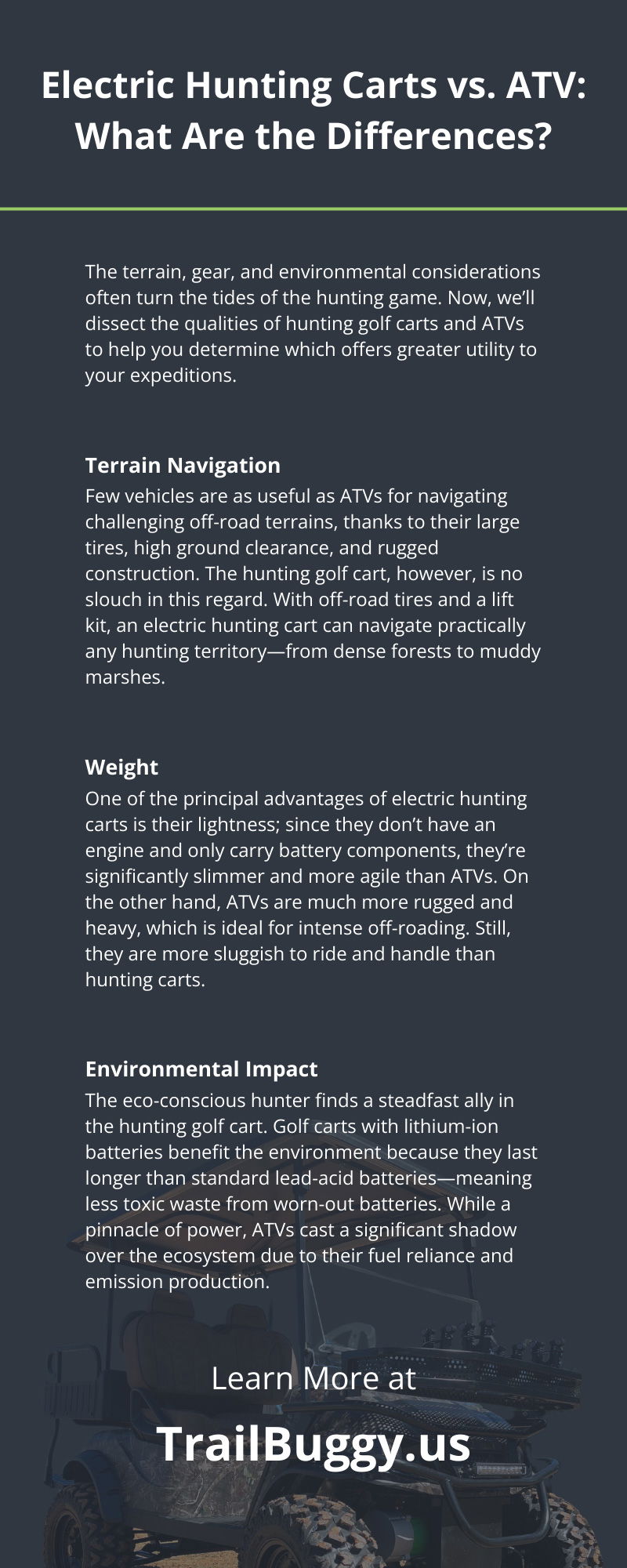 Electric Hunting Carts vs. ATV: What Are the Differences?