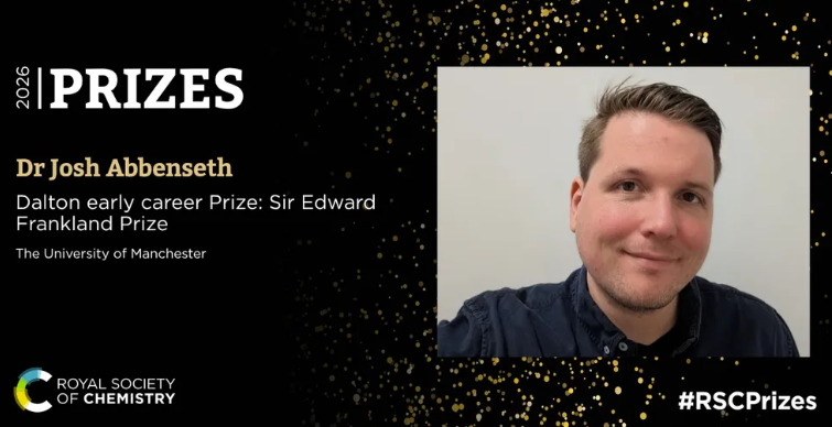 Josh receives the Sir Edward Frankland Prize