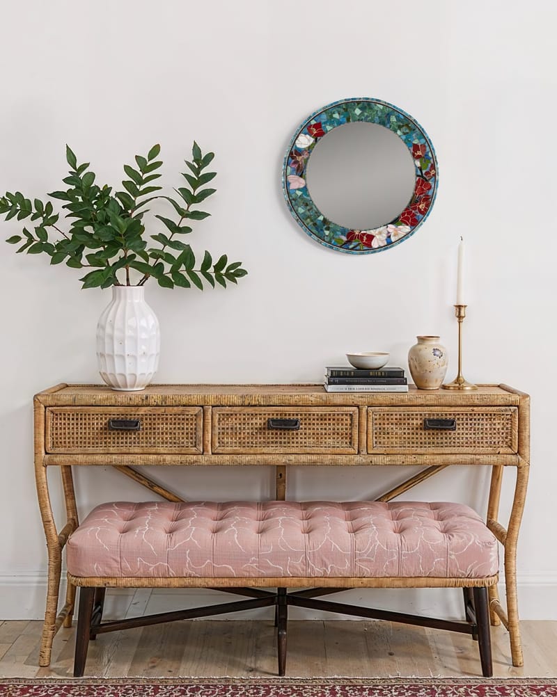 A Nod to Home (photos of finished work rendered in AI rooms)