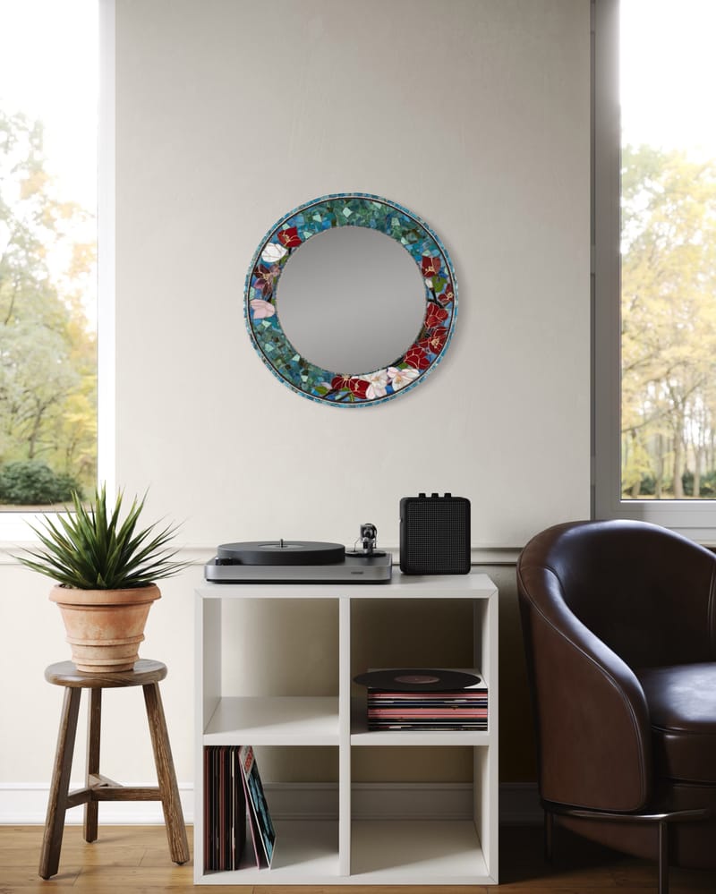 A Nod to Home (photos of finished work rendered in AI rooms)