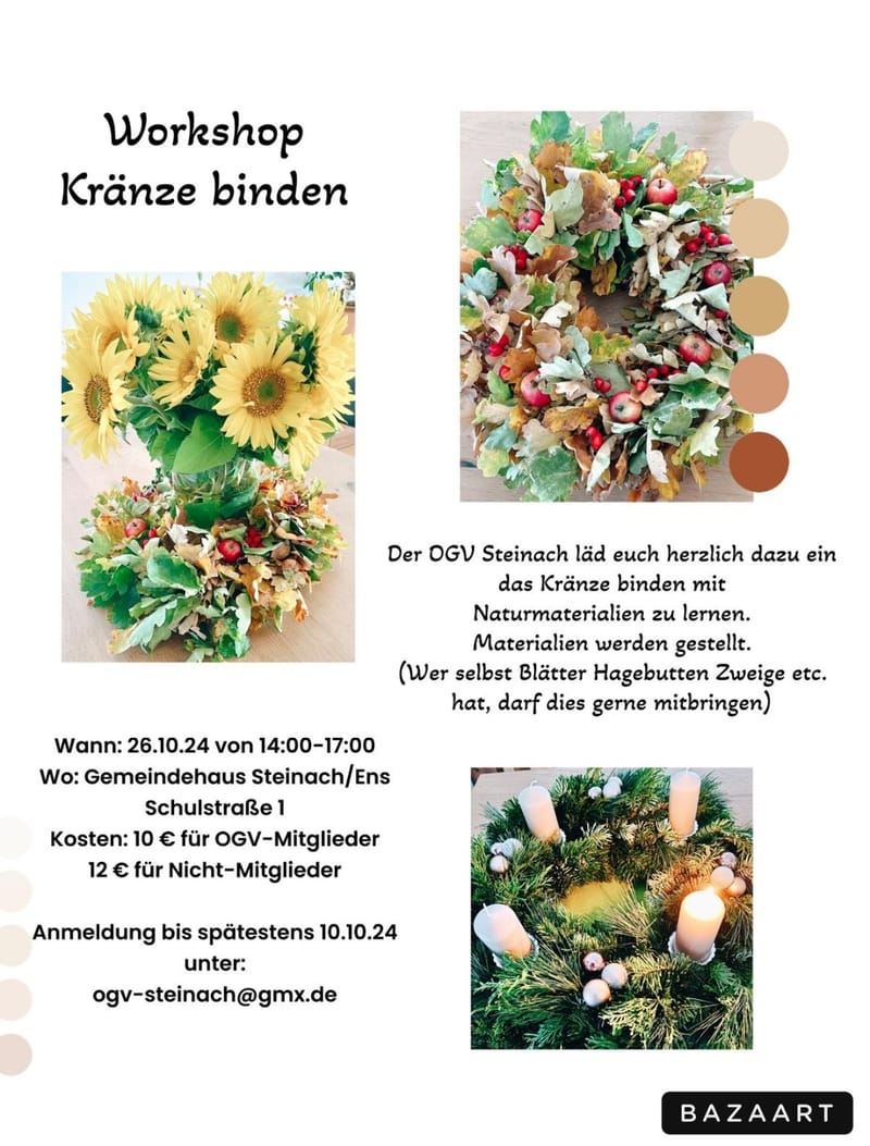 Workshop "Kränze binden" im Gemeindehaus Steinach / Ens