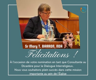 Félicitations : nomination de Sœur Mary T. Barron