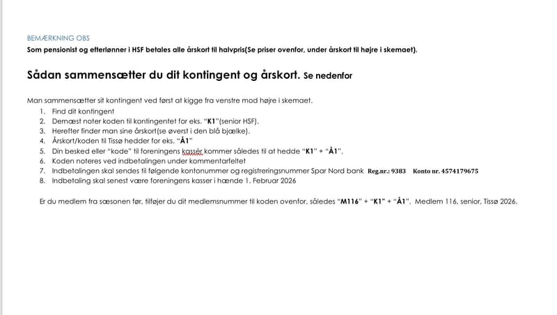 Sådan sammensætter du dit medlemsskab i HSF. Klik på billeder for info.