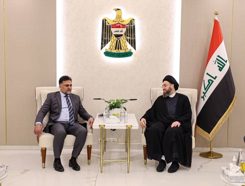 لقاء سماحة السيد عمار الخحكيم  وفد المؤسسة الأوروبية للحوار والتنمية برئاسة الأستاذ علاء البهادلي