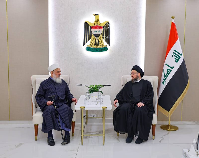 لقاء سماحة السيد عمار الحكيم  رئيس دار الإفتاء العراقية فضيلة الشيخ مهدي الصميدعي