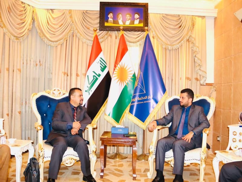 مسؤول مكتب إقليم كردستان الأستاذ صباح الصالحي يستقبل الاستاذ بكر سعيد كريم أحد أبرز وجهاء قضاء قلعة دزه شمال محافظة السليمانية.