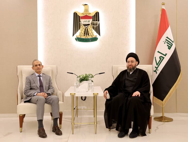 لقاء سماحة السيد عمار الحكيم رئيس الجبهة التركمانية الأستاذ حسن توران في تطورات المشهد السياسي لاسيما في محافظة كركوك