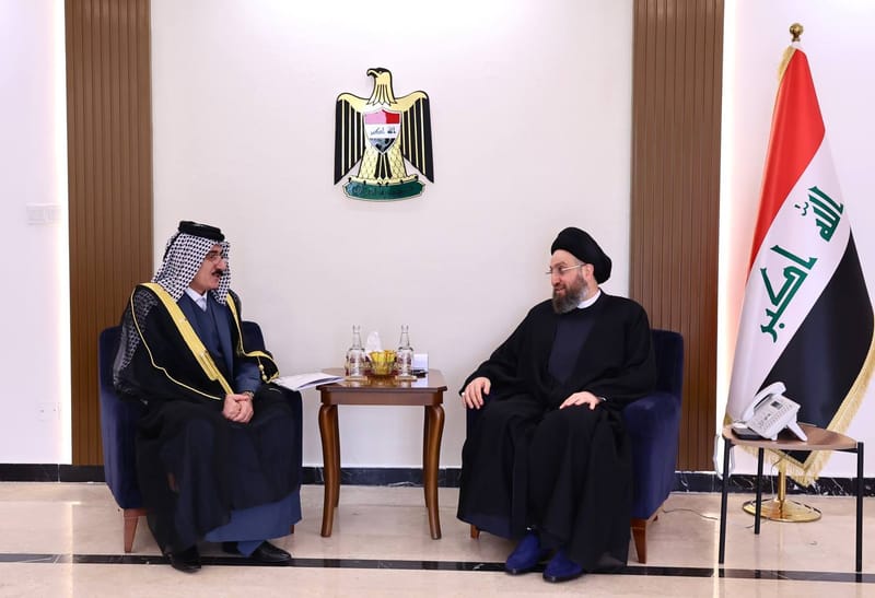 خلال لقاء سماحة السيد عمار الحكيم جناب الأخ العزيز الشيخ وليد خالد السلمان العلياوي شيخ عشيرة ألبو علي