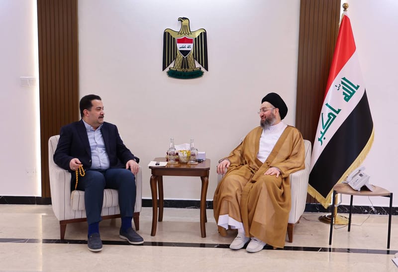 إستقبل سماحة السيد عمار الحكيم دولة رئيس مجلس الوزراء الأستاذ محمد شياع السوداني