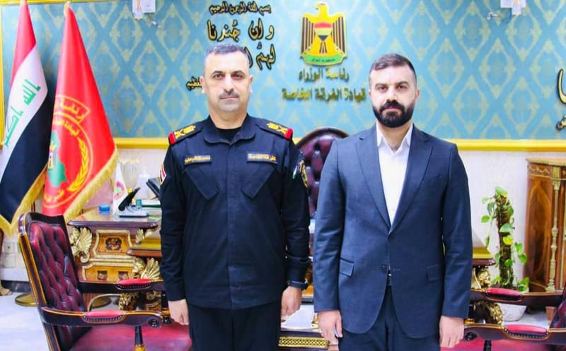 مسؤول تنظيمات ديالى الأستاذ مرتضى الملا جواد يلتقي قائد الفرقة الخاصة في المنطقة الخضراء اللواء الركن محمد التميمي.