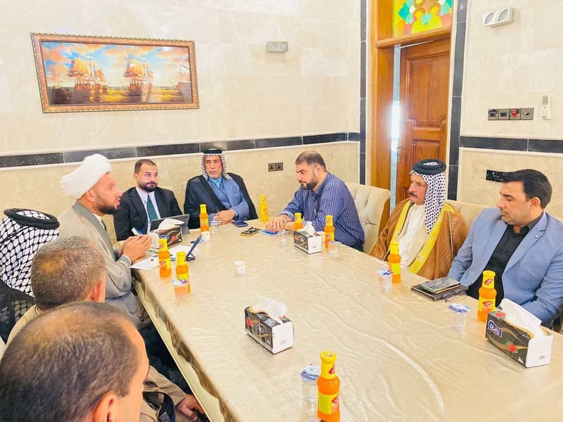 نائب الأمين التنفيذي الأستاذ بشير الدراجي يلتقي قيادات محافظة واسط بحضور أمين المحافظة الشيخ حميد الكعبي والمساعد التنظيمي السيد حسين جواد بهية.