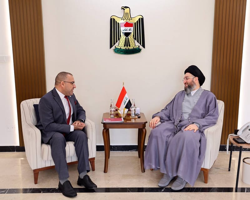 التقي سماحة السيد عمار الحكيم  الدكتور مازن الحكيم رئيس مركز سيبار للاقتصاد الرقمي