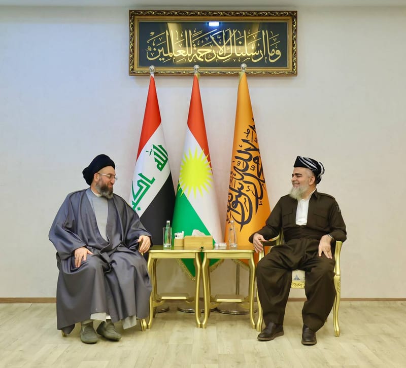 إلتقي سماحة السيد عمار الحكيم  في محطته الثانية خلال زيارته لإقليم كردستان الأمير الشيخ علي بابير رئيس جماعة العدل الكردستانية