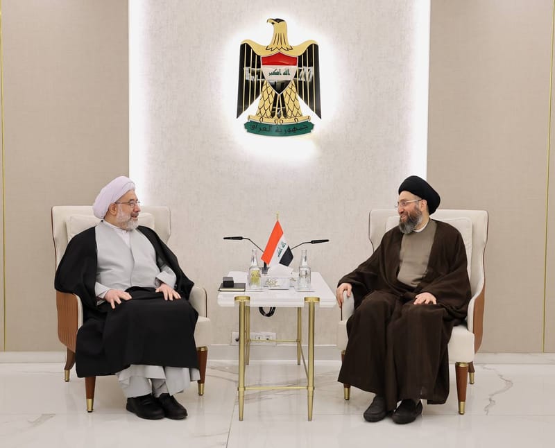 لقاء سماحة السيد عمار الحكيم مع وفد جامعة المصطفى العالمية يتقدمهم رئيس الجامعة سماحة الشيخ الدكتور علي عباسي