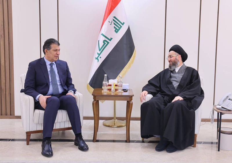 لقاء سماحة السيد عمار الحكيم  مع الأستاذ كريم حمادي رئيس شبكة الإعلام العراقي