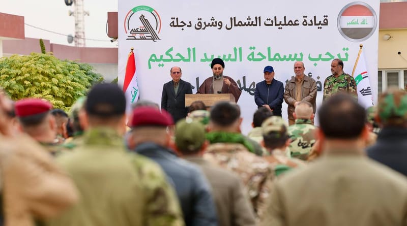 التقي  سماحة السيد عمار الحكيم في مقر قيادة عمليات الشمال وشرق دجلة للحشد الشعبي