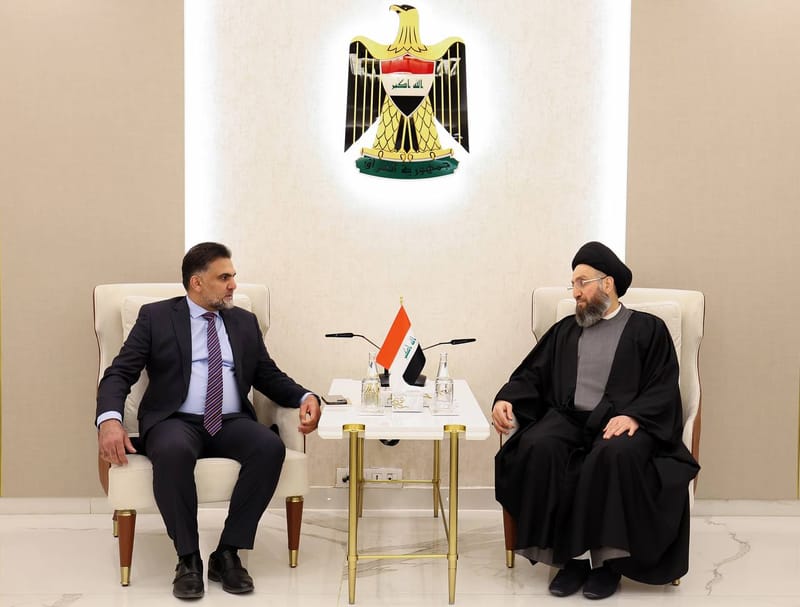 لقاء سماحة السيد عمار الحكيم  وفد المؤسسة الأوربية للحوار والتنمية برئاسة الأستاذ علاء البهادلي