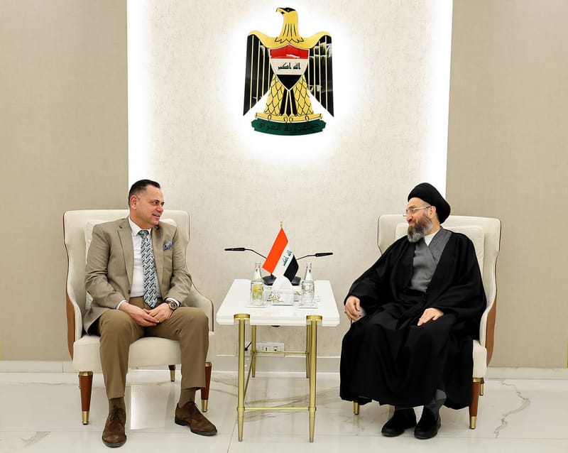 لقاء سماحة السيد عمار الحكيم  وفد المكتب السياسي لحزب أمارجي الليبرالي برئاسة رئيس الحزب الدكتور قصي محبوبة