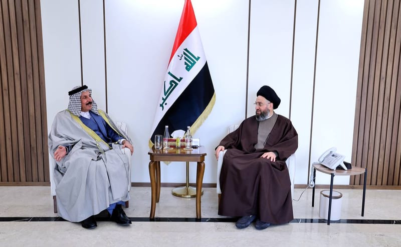 لقاء سماحة السيد عمار الحكيم  الشيخ حامد هزبر العبدال أمير قبيلة العنبگية في العراق والوطن العربي