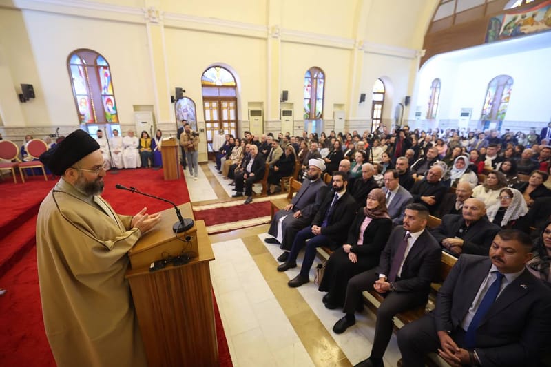 زار سماحة السيد عمار الحكيم  كنيسة ماركوركيس للكلدان الكاثوليك في منطقة بغداد الجديدة