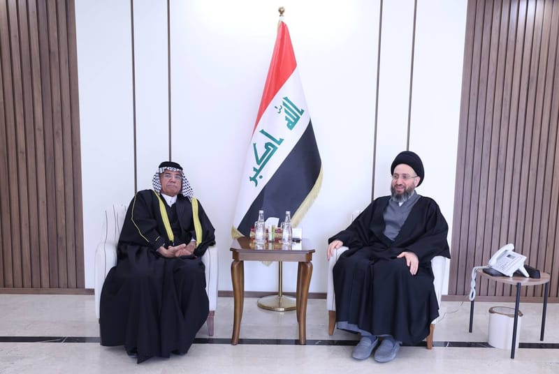 ألقاء سماحة السيد عمار الحكيم  جناب الشيخ علي إعلان الشعلان الكلابي، أمير قبيلة الكلابيين في العراق والوطن العربي