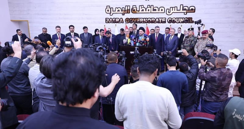 في المؤتمر الصحفي الذي عُقد عقب لقائنا بالحكومة المحلية في محافظة البصرة، وبعد أن بارك ذكرى ولادة الإمام المهدي (عجل الله تعالى فرجه الشريف) وذكرى الانتفاضة الشعبانية، بيّن أن هذه الزيارة تأتي اعتزازًا بهذه المحافظة العزيزة وهي جزء من سلسلة زياراتنا المستمرة للمحافظات العراقية.